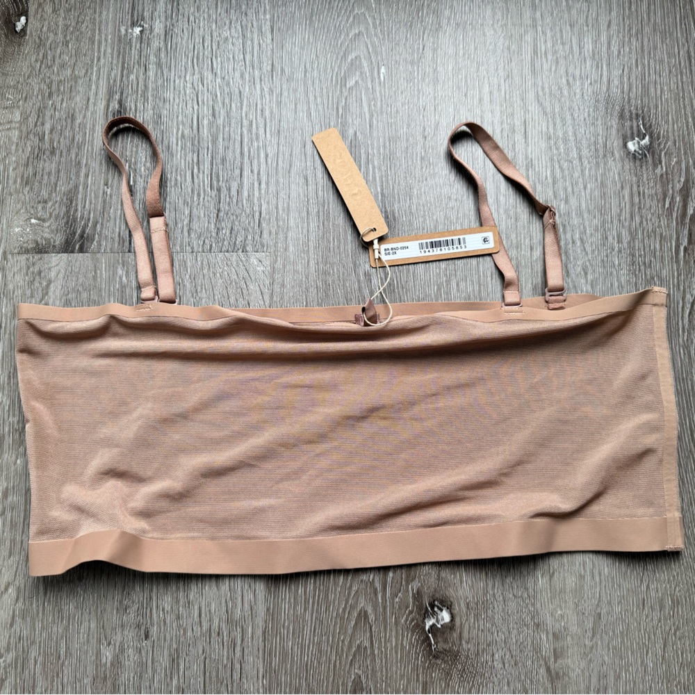 SKIMS Sheer Sculpt Bandeau Bra Sand 2X Strapless Shapewear Top NWT